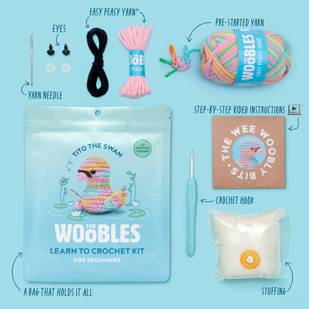 Kit de crochet pastel Tito le cygne